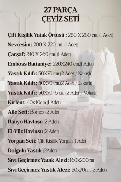 Özdilek Valioso Çift Kişilik Çeyiz Seti 27 Parça - Pudra - 2