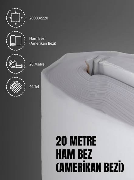 %100 Pamuk 46 Tel Amerikan Bezi Ham Bez Punch Kumaş - Beyaz 2000x220 cm
