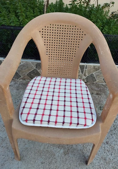 2 Adet Klasik Tek Alt Sandalye Minderi (Kalınlık 3,5cm)-Bordo Kırmızı