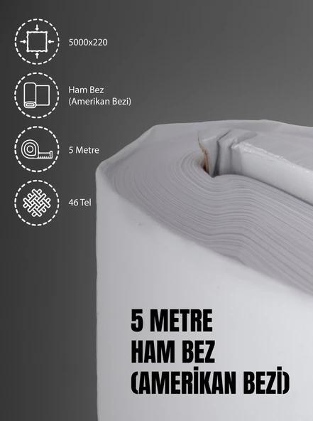 %100 Pamuk 46 Tel Amerikan Bezi Ham Bez Punch Kumaş - Beyaz 500x220 cm