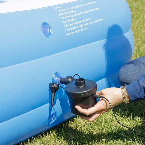 Elektrikli Çift Fonksiyonlu 3 Başlıklı Şişirme Pompası Araç Çakmak Girişli Elektrikli Pompa - 2