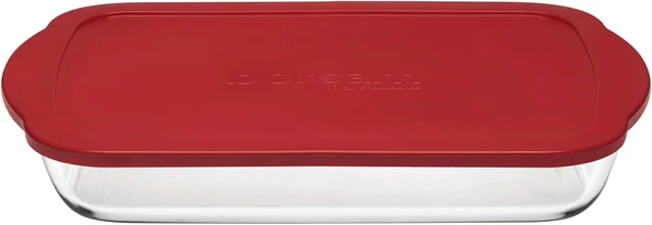 Paşabahçe Dikdörtgen Borcam Kırmızı Plastik Kapaklı 1950 cc 33x19 cm 59006 - 4