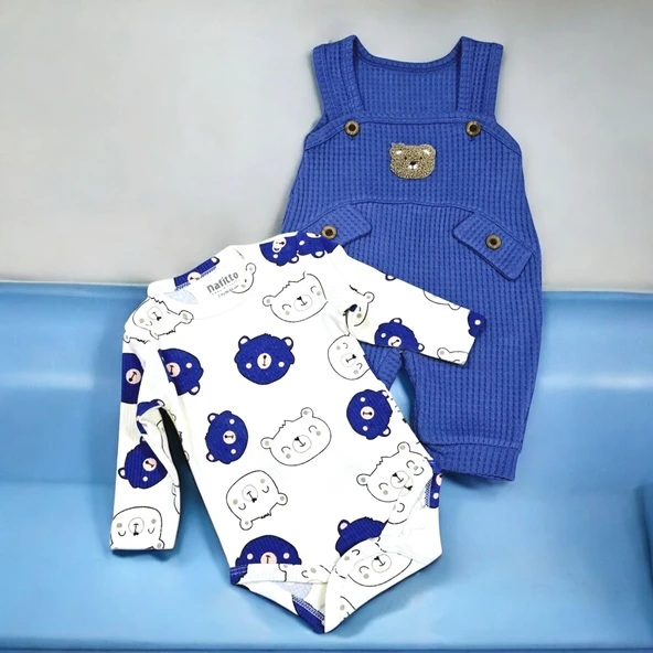 Ayıcık Desenli Erkek Bebek Tulum Set - 4