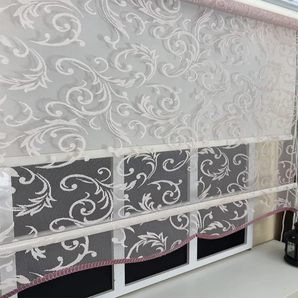 StorBurada Çift Mekanizmalı Pembe Tül Stor Perde STB-130  Pembe 130 x 260 ürün görseli 1