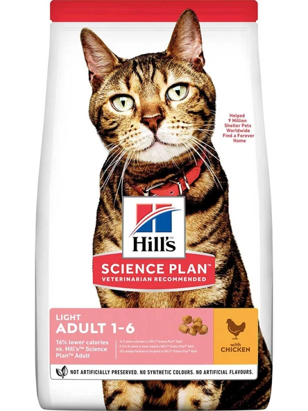 Hill's Science Plan Light Tavuklu Yetişkin Kedi Maması 1,5 Kg (Adult Light with Chicken) fd