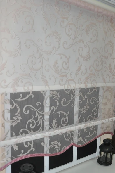 Çift Mekanizmalı Pembe Tül Stor Perde STB-130  Pembe 180 x 200