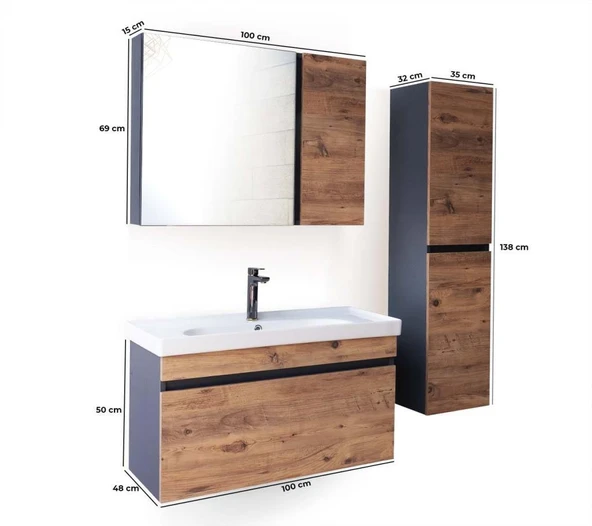 Blue Banyo Kaş 100 Banyo Dolabı Seti - Resim 3