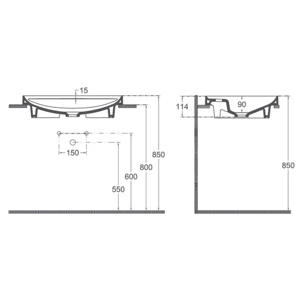 Isvea Infinity İnset Batarya Delikli Lavabo 55cm Mat Beyaz - 2