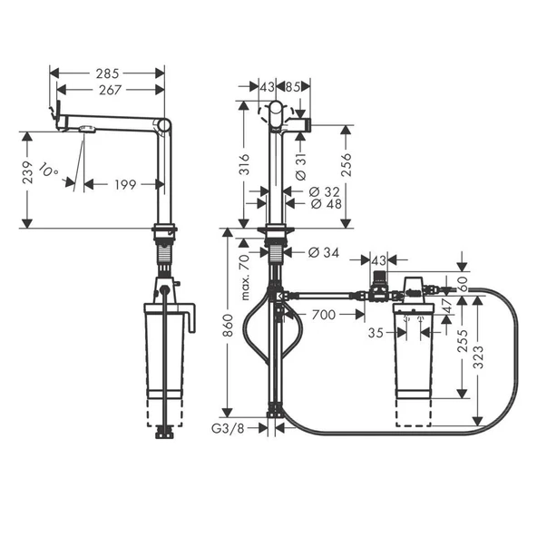 Hansgrohe Aqittura M91  Eviye Bataryası 240 Filtre Sistemi 1jet, Başlangıç Kiti - 4