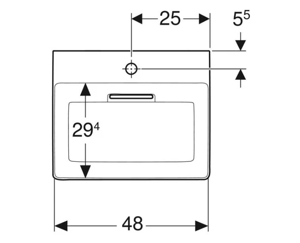 Geberit One Çanak Lavabo Yatay Çıkış 50x40  Batarya Delikli - 3