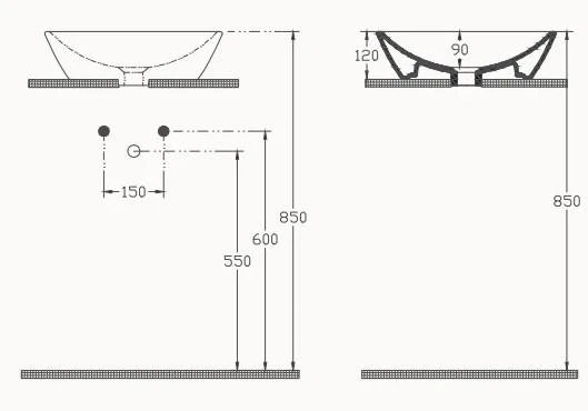 Isvea SistemaY Tezgah Üstü Lavabo 45 cm - 2