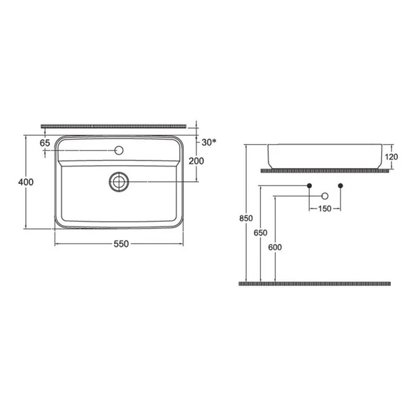 Isvea Infinity Tezgah Üzeri Lavabo 55cm Antrasit - 2