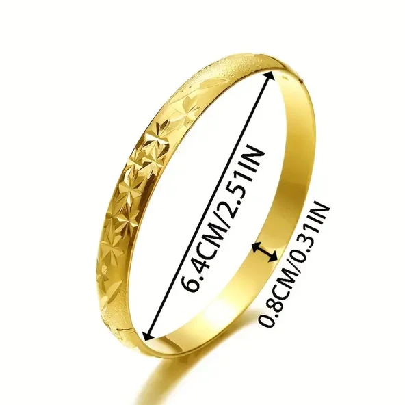 Gold Renk Klasik İşlemeli Geleneksel Nişan Düğün Kadınlar İçin Mükemmel Hediye Bilezik (1 Adet) ürün görseli