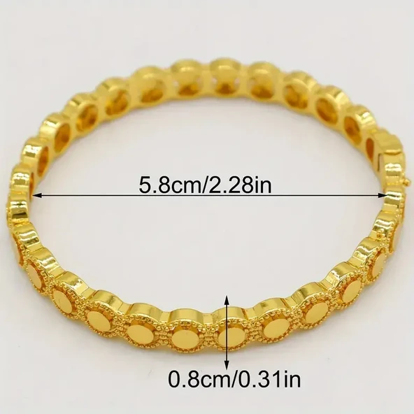 Gold Renk Özel Motif Tasarım Bilezik: Zarif ve Şık Detaylarla Göz Alıcı Parlaklık (1 Adet) - Resim 4