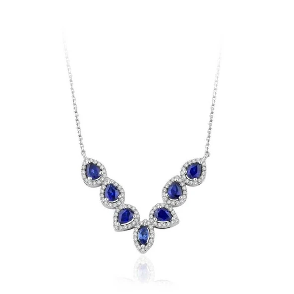 1.78 Karat Pırlanta Safir Kolye