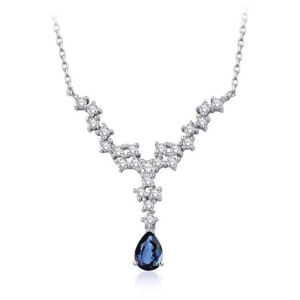 0.81 Karat Pırlanta Safir Kolye