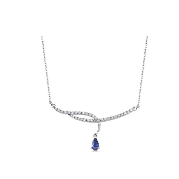 0.79 Karat Pırlanta Safir Kolye