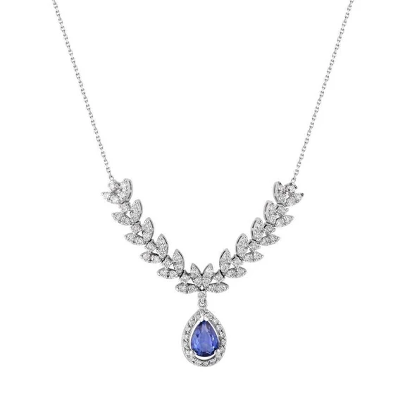 1.51 Karat Pırlanta Safir Kolye
