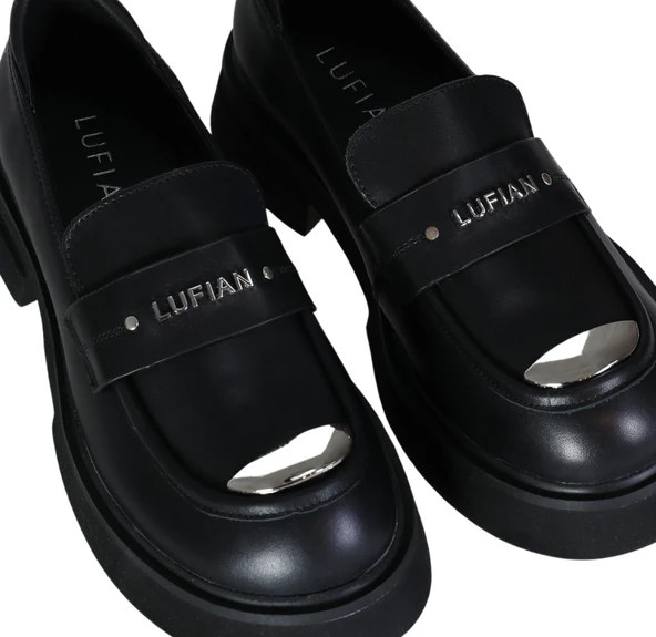 Lufian Lucy Siyah Hakiki Deri Kadın ayakkabı - Resim 3