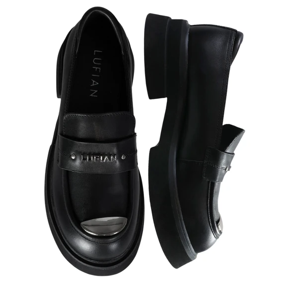 Lufian Lucy Siyah Hakiki Deri Kadın ayakkabı - Resim 2