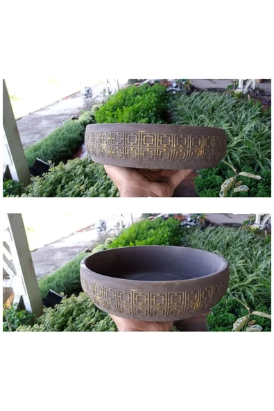 2 Adet Tokyo Dizayn Beton Aranjman ve Bonsai Saksısı Çiçek Desen Ağız Çap 20-30 cm çap