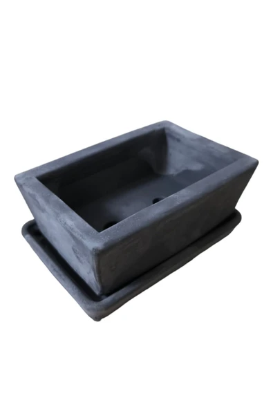 Beton Bonsai Saksısı su delikli ve tabaklı 10-15 cm