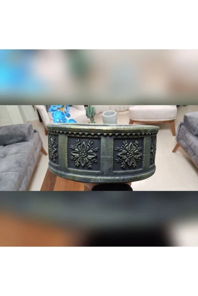 Büyük Retro Saksı Ağız Çapı 25-30 cm Antrasit Gold