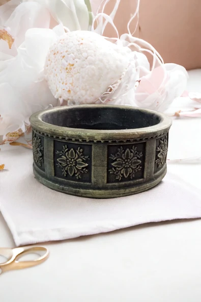Çiçek Desenli Beton Bonsai ve aranjman Saksısı -+30 ckıdis - 3