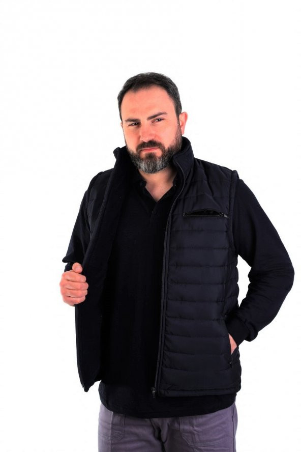 ESER - Dar Ray Polarlı Mikro Yelek - Lacivert - Resim 3