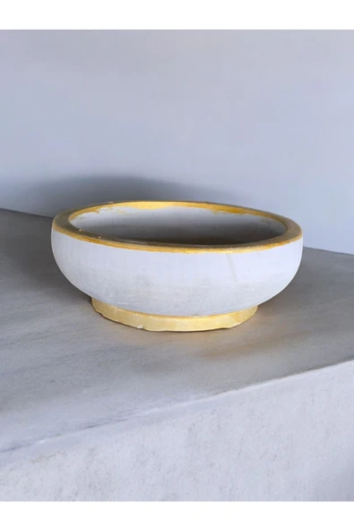 Çift taban Gold gri beton saksı