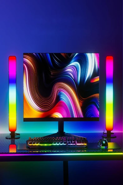 Masa üstü Kumandalı 2'li RGB LED Işık Bar Yatak Ve Dikey 4 Farklı Mod 16 Renk Ambiyans Lamba USB - 6