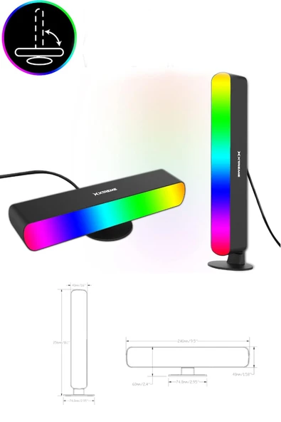 Masa üstü Kumandalı 2'li RGB LED Işık Bar Yatak Ve Dikey 4 Farklı Mod 16 Renk Ambiyans Lamba USB - 4