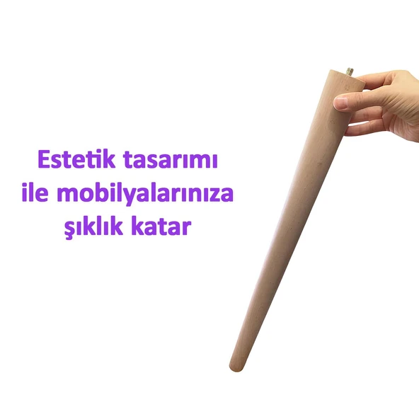 Ahşap Ayak 35 Cm Masa Zigon Sehpa TV Ünitesi Puf Tabure Ayağı Ayakları Konik M8 Civatalı - 4