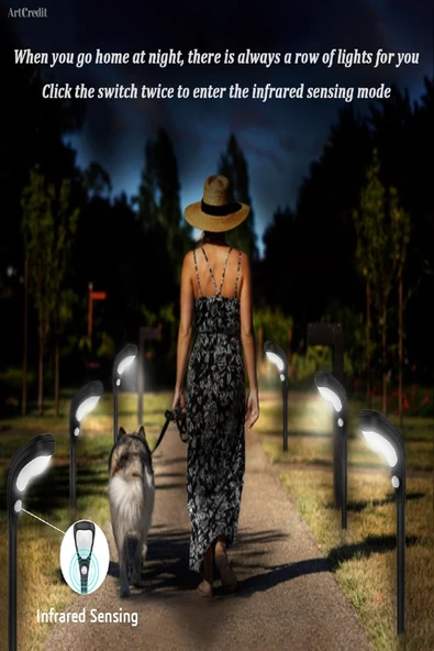 Solar Bahçe Aydınlatması - Sensörlü, Su Geçirmez, Güneş Enerjili 15m² Alan Etkili, 2 Mod Lamba (1 Adet) - 4