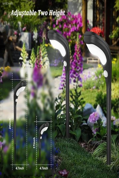 Solar Bahçe Aydınlatması - Sensörlü, Su Geçirmez, Güneş Enerjili 15m² Alan Etkili, 2 Mod Lamba (1 Adet) - 3