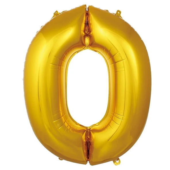 Folyo Balon 76cm Rakam Altın "0" - 1