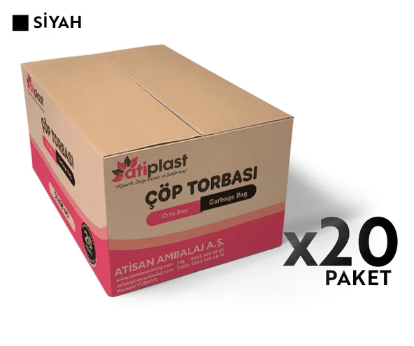 Atiplast Çöp Torbası Endüstriyel Orta Boy 150 gr 55 x 60 cm Siyah 20 Rulo - 2