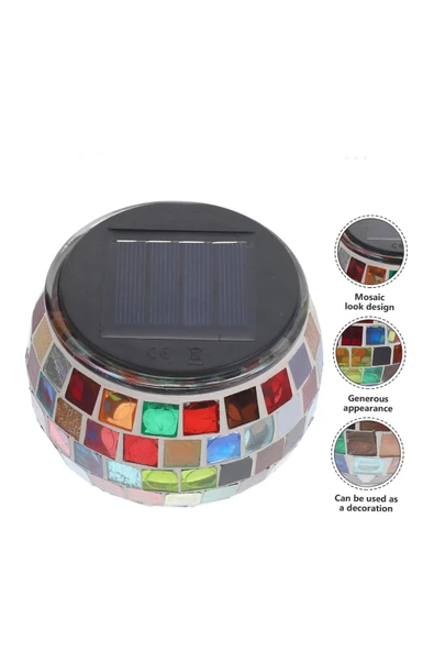 Dekoratif Mozaik LED Gece Lambası – Güneş Enerjili, Modern Aydınlatma, Dış & İç Mekan - 3