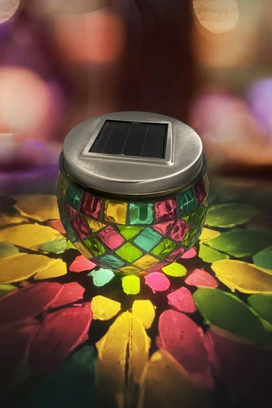 Dekoratif Mozaik LED Gece Lambası – Güneş Enerjili, Modern Aydınlatma, Dış & İç Mekan - 2