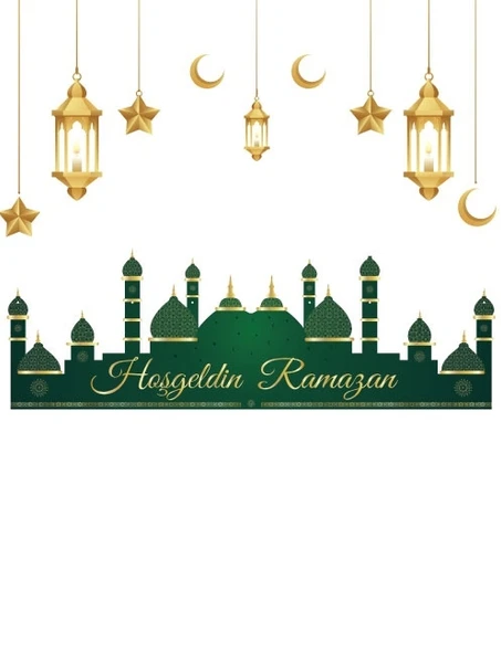 Hoşgeldin Ramazan Kağıt Afiş Varaklı 95 cm