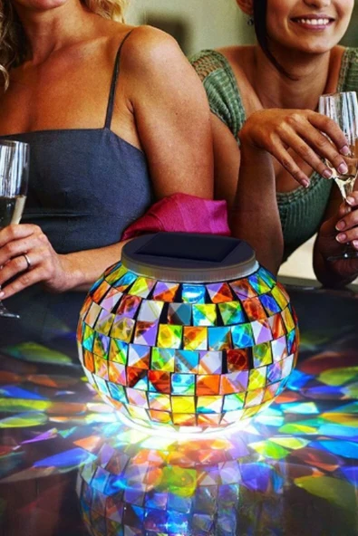 Dekoratif Mozaik LED Gece Lambası – Güneş Enerjili, Modern Aydınlatma, Dış & İç Mekan