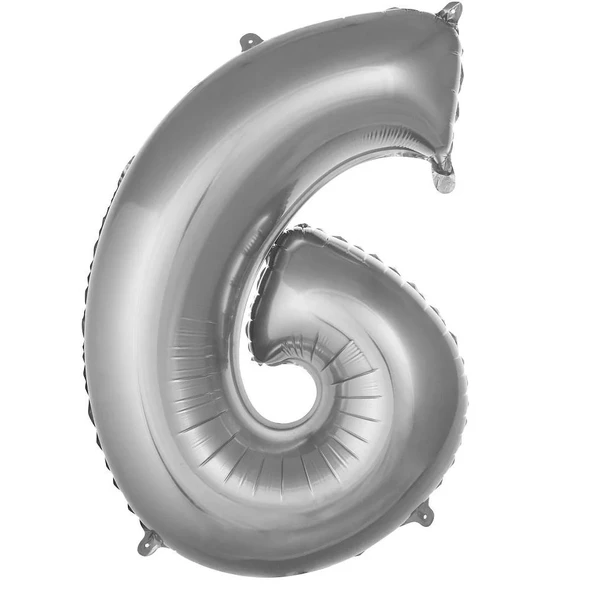 Folyo Balon 76cm Rakam Gümüş "6"