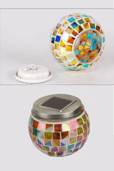 Dekoratif Mozaik LED Gece Lambası – Güneş Enerjili, Modern Aydınlatma, Dış & İç Mekan - 5