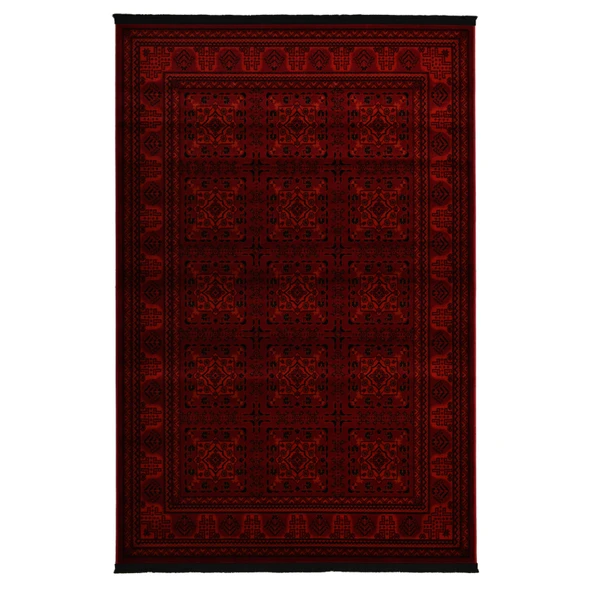 Afgan Türkmen Otantik Desenli Dokuma Kırmızı Oturma Odası Salon Mutfak Halısı 7143H - 2