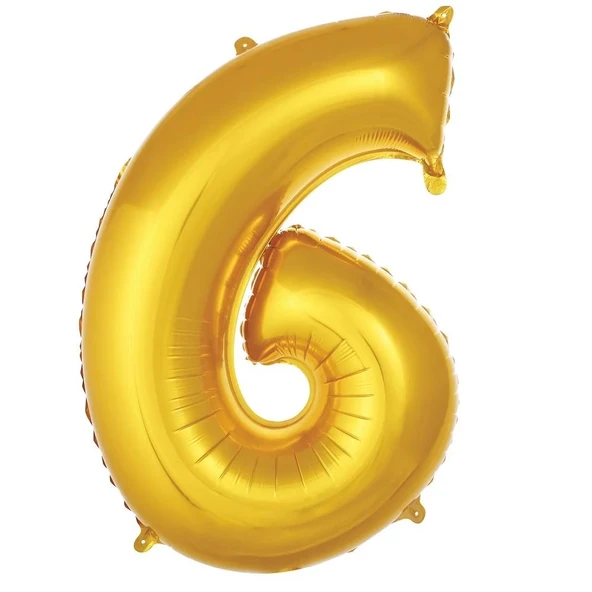 Folyo Balon 76cm Rakam Altın "6"