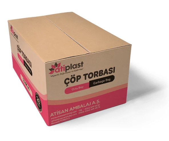 Atiplast Çöp Torbası Endüstriyel Orta Boy 150 gr 55 x 60 cm Siyah 20 Rulo