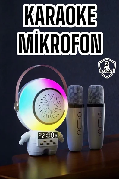 Çift Mikrofonlu Karaoke Mikrofon Bluetooth Bağlantılı Dijital Göstergeli