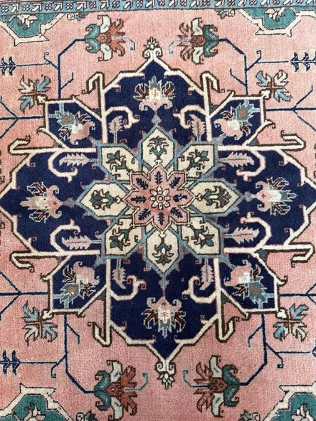 147x217 cm Büyük Boy İran Halısı, El Dokuma Vintage Halı, Çiçek Desenli Yün Halı, Şık Ev Dekoru - 8