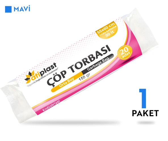 Atiplast Çöp Torbası Endüstriyel Orta Boy 150 gr 55 x 60 cm Siyah - 2
