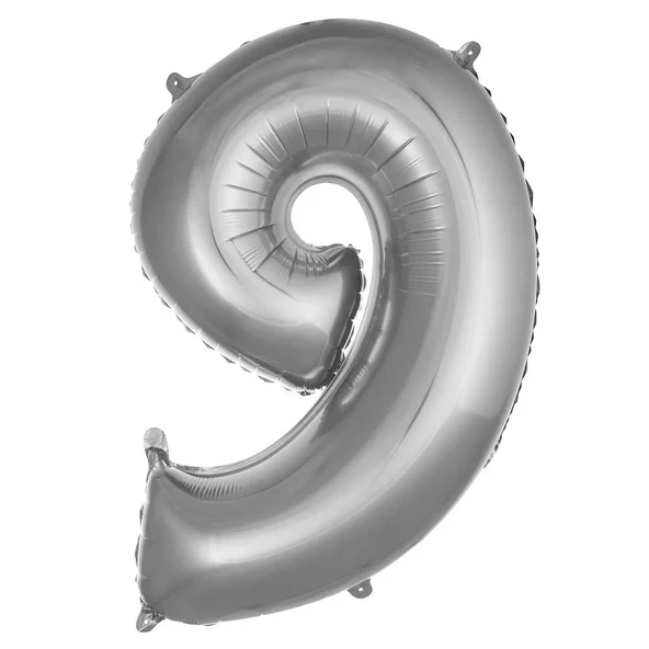 Folyo Balon 76cm Rakam Gümüş "9"